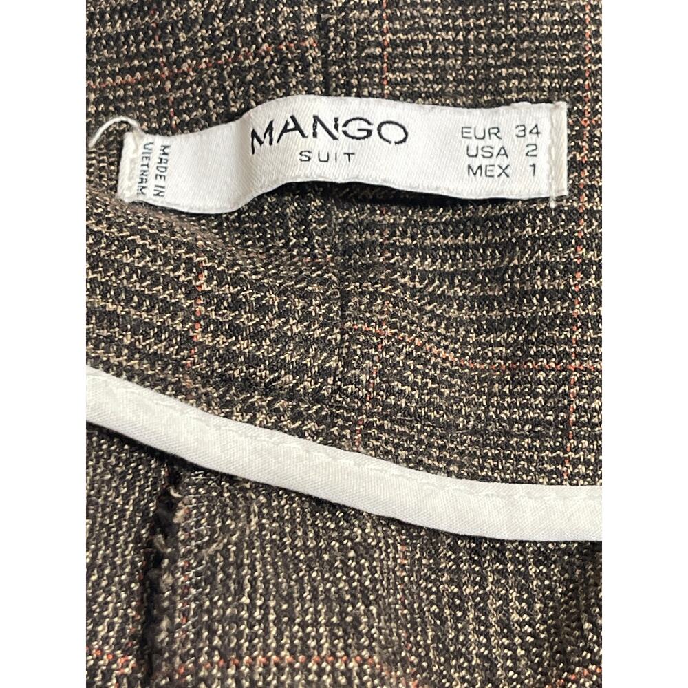 Mango Suit Plaid High Rise Pleated Carrot Barrel Tapered Trousers Dress Pants S - Picture 5 of 5